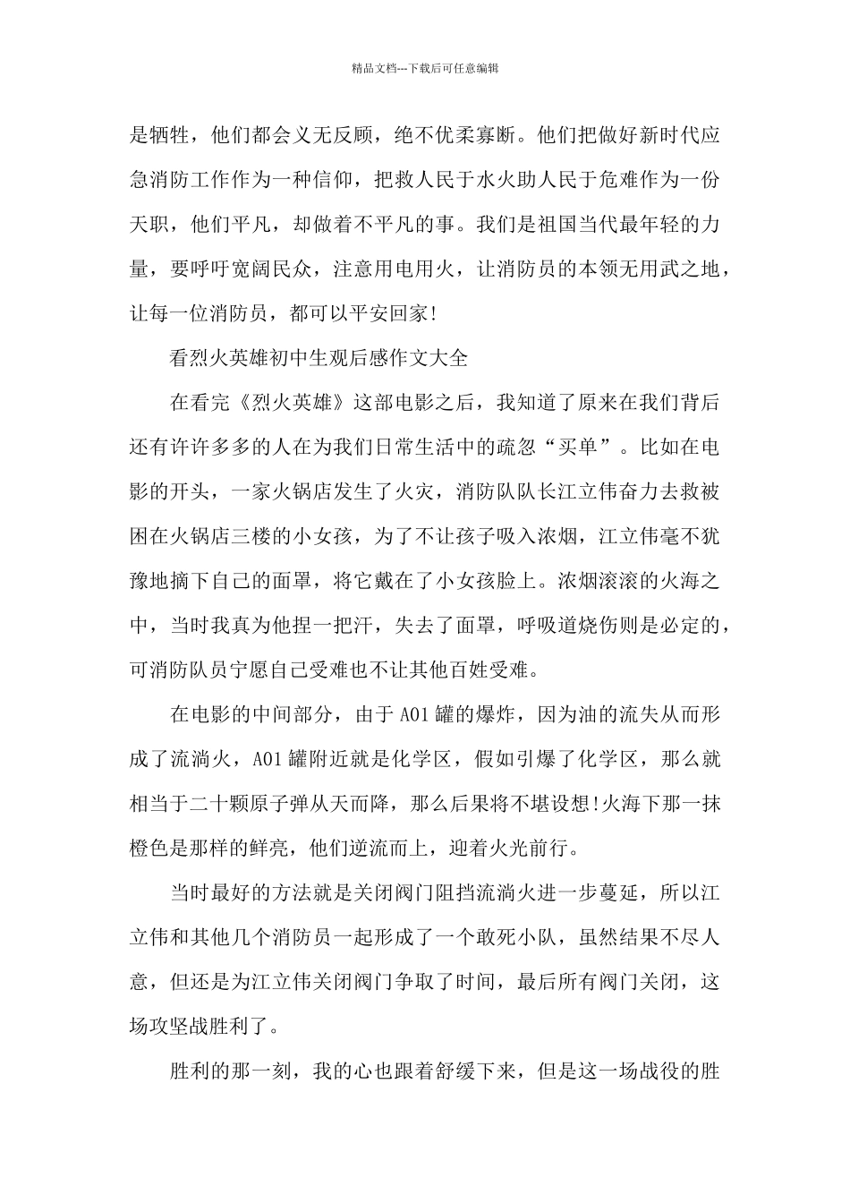 看烈火英雄初中生观后感作文600字5篇_第2页