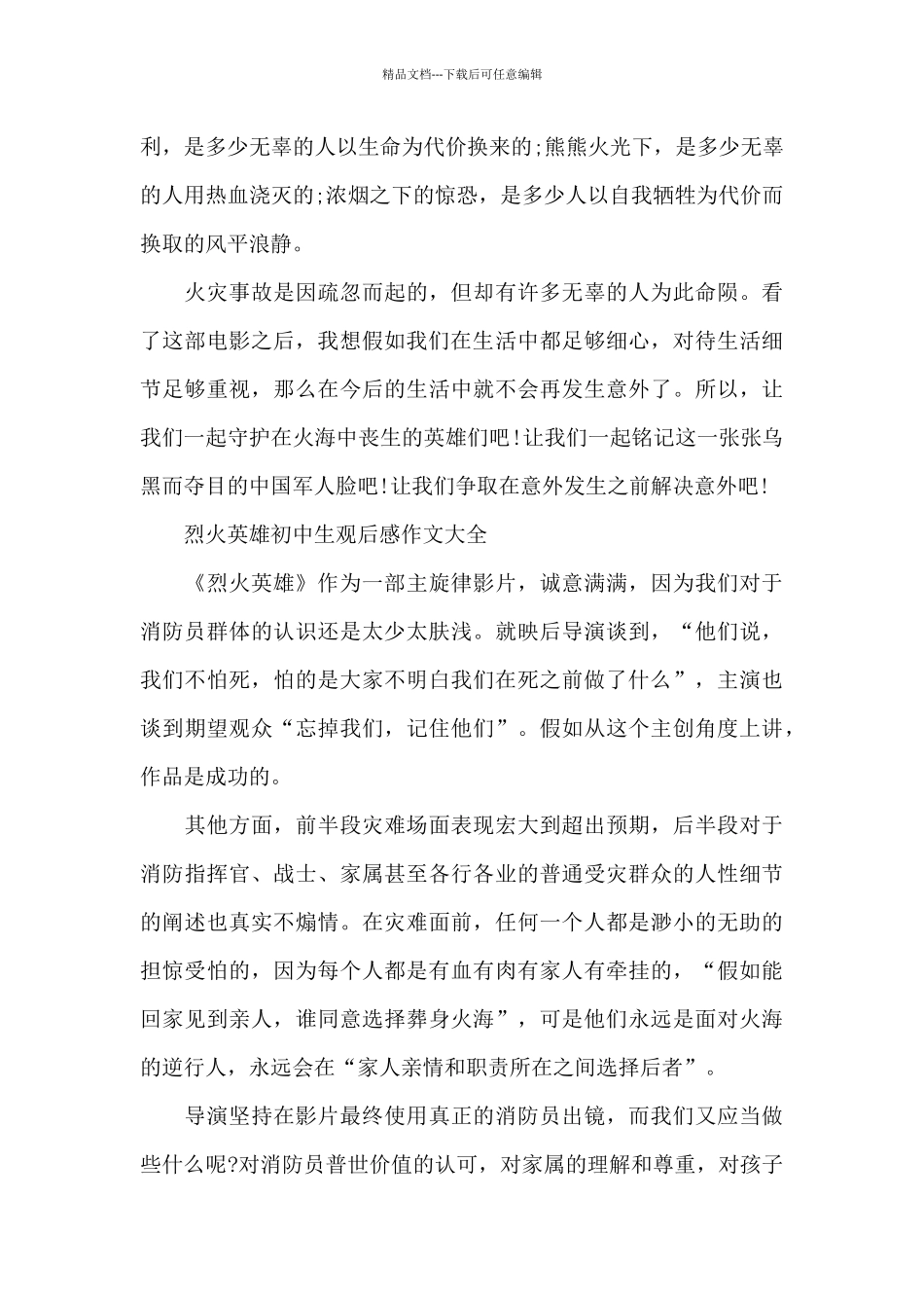 看烈火英雄初中生观后感作文600字5篇_第3页