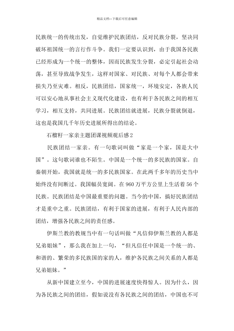 石榴籽一家亲主题团课视频观后感_第3页