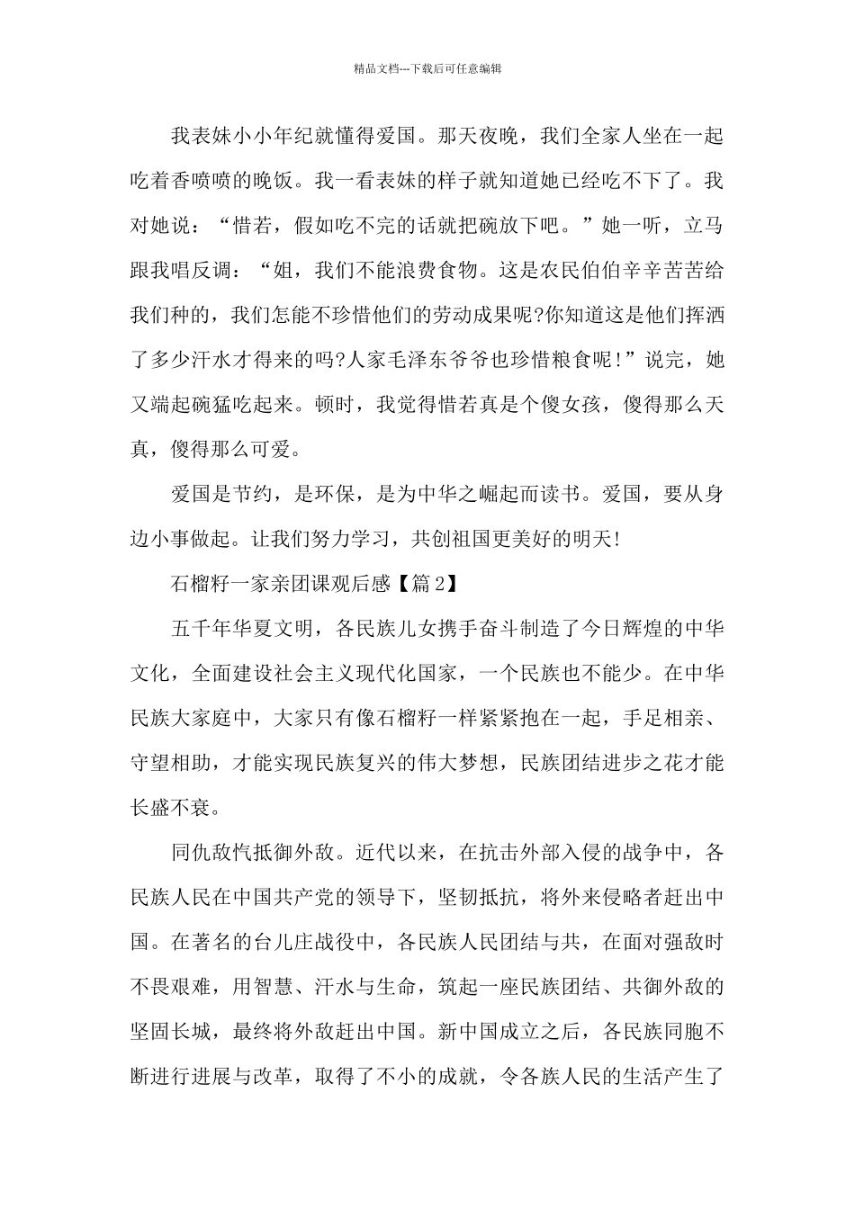 石榴籽一家亲团课观后感2024最新_第2页