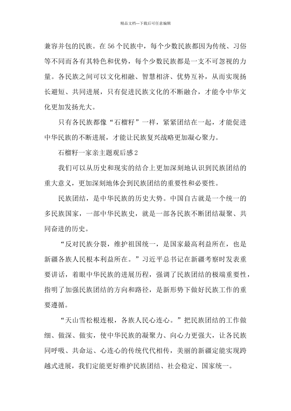 石榴籽一家亲主题观后感最新_第2页