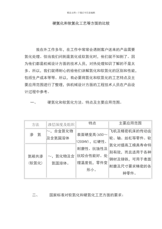 硬氮化和软氮化工艺等方面的比较
