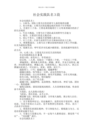 社会实践队名3段