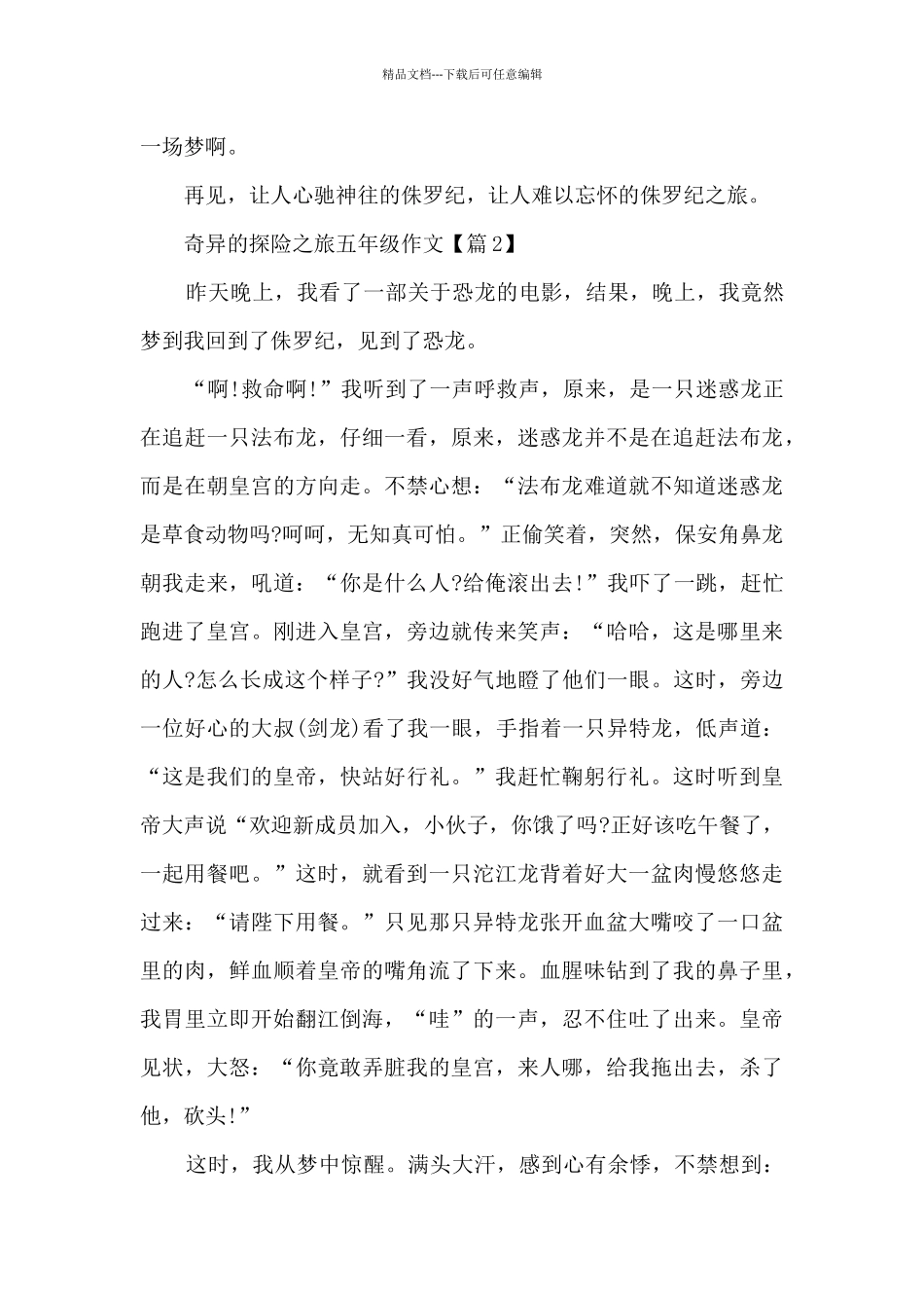 神奇的探险之旅五年级作文范文_第2页