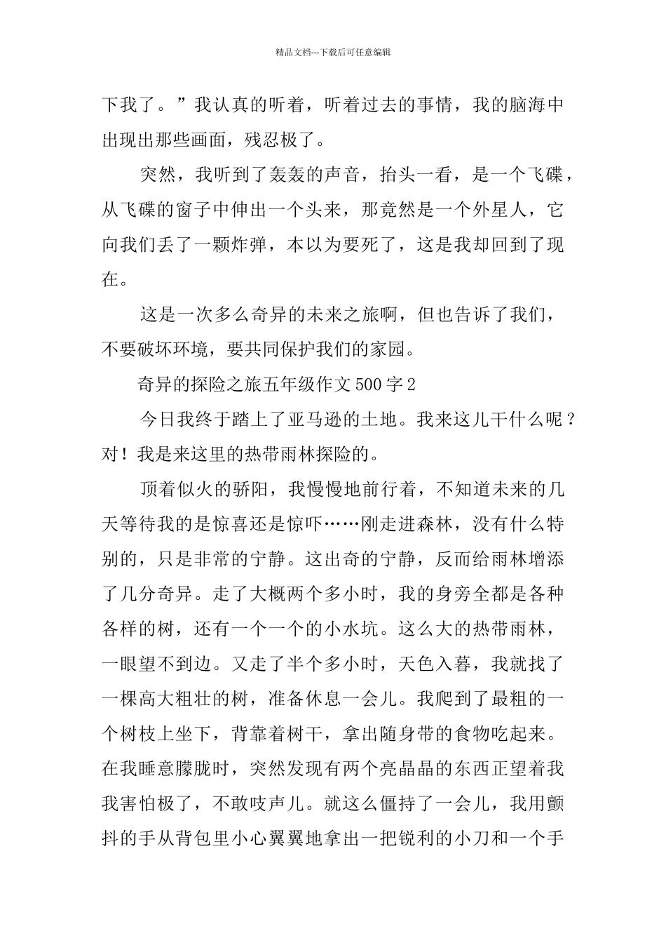 神奇的探险之旅五年级作文500字3篇_第2页