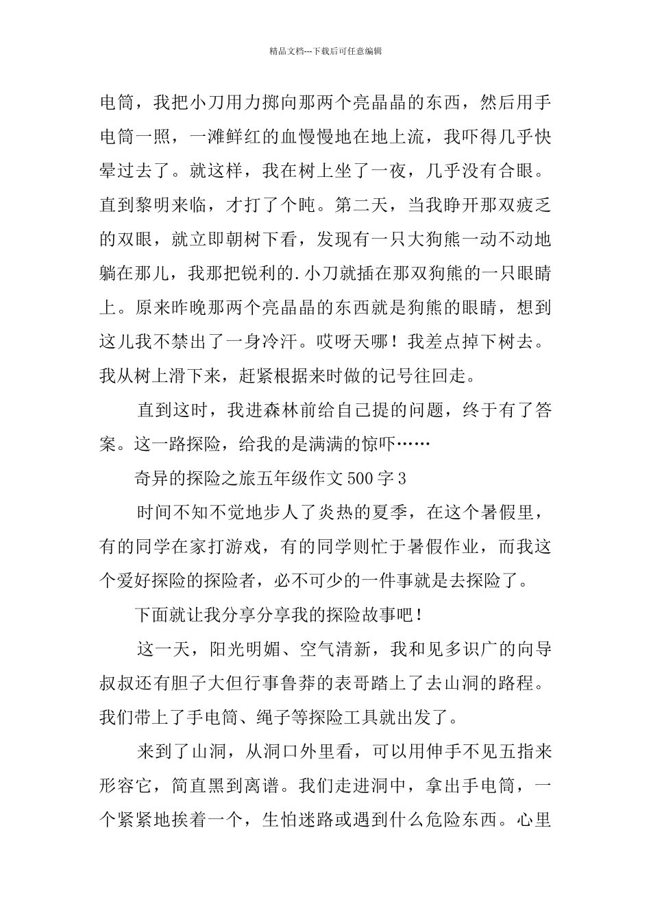 神奇的探险之旅五年级作文500字3篇_第3页