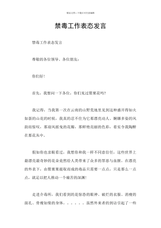 禁毒工作表态发言