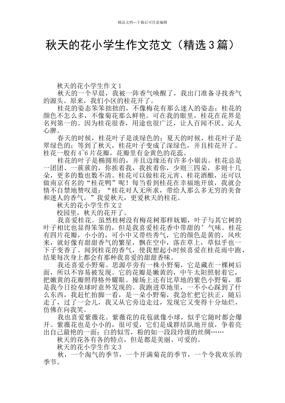 秋天的花小学生作文范文_第1页