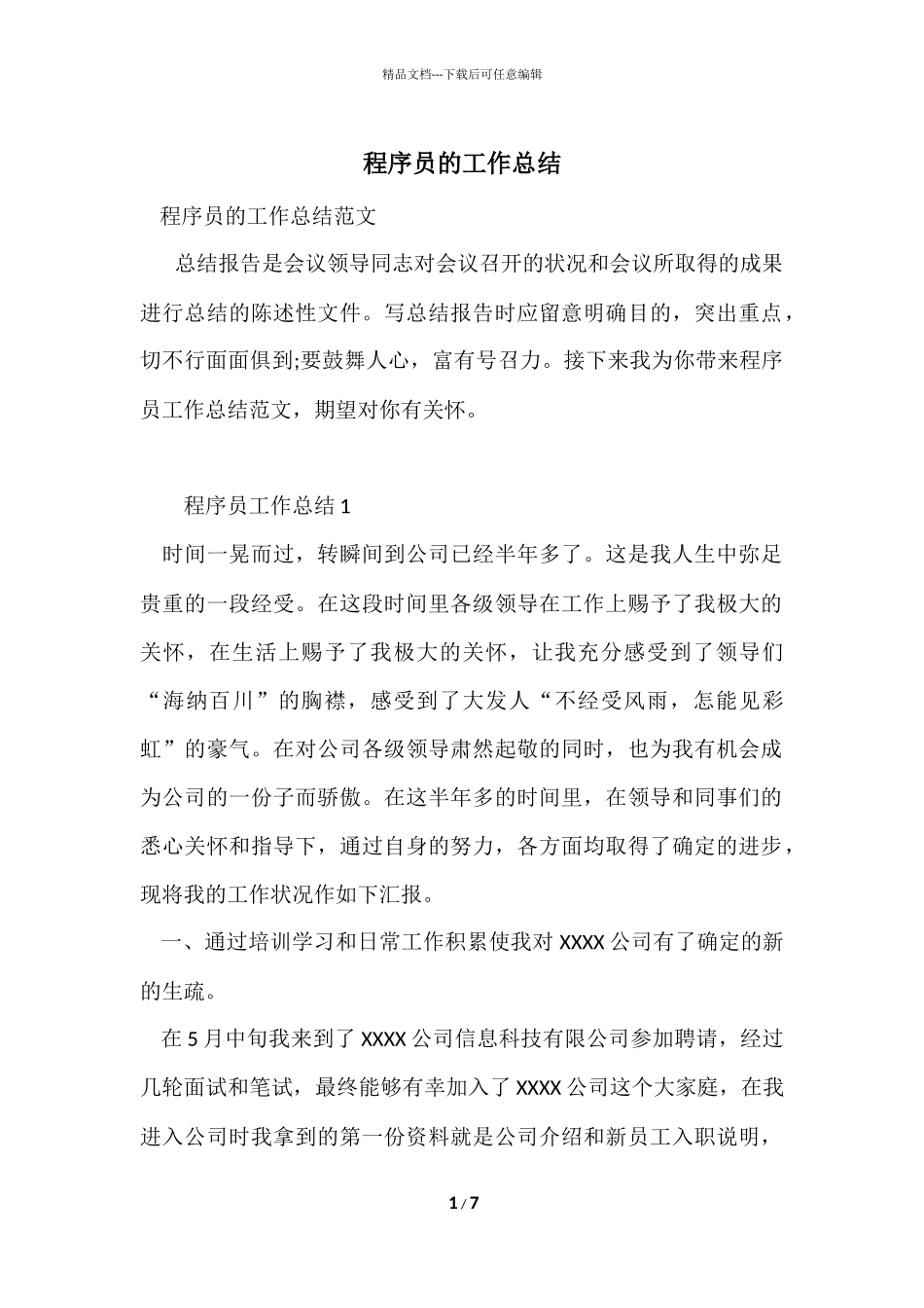 程序员的工作总结_第1页