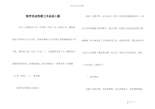 程序员试用期工作总结5篇