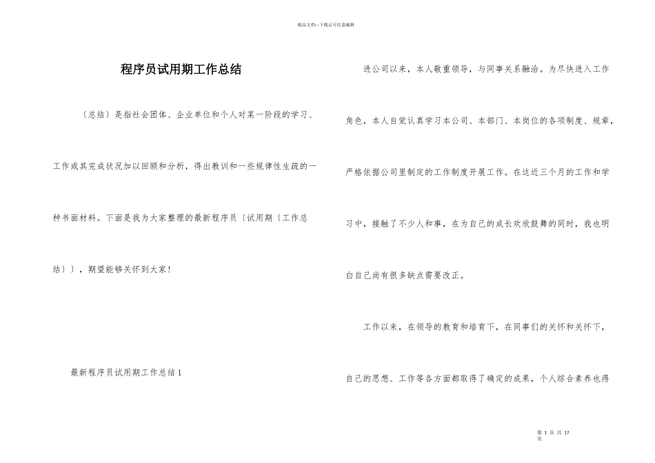 程序员试用期工作总结_第1页