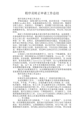 程序员转正申请工作总结