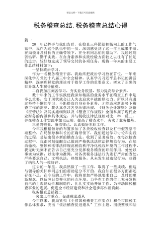 税务稽查总结