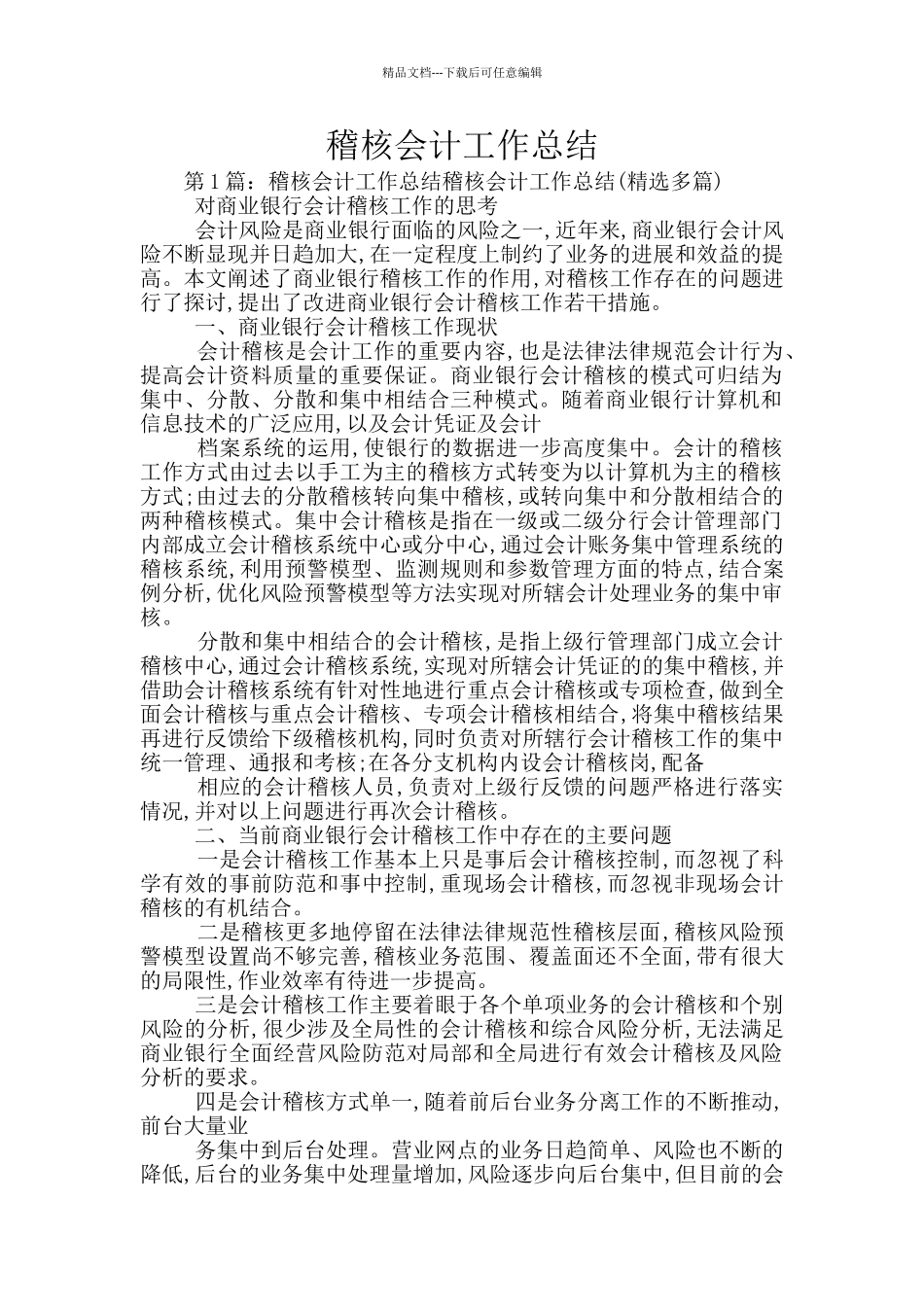 稽核会计工作总结_第1页