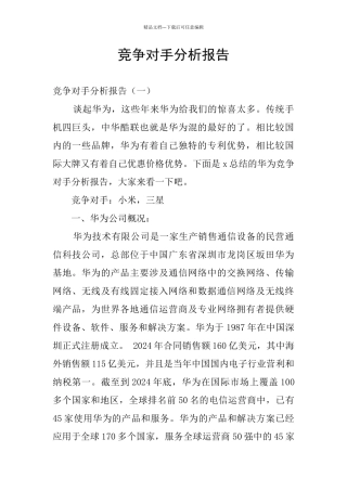 竞争对手分析报告