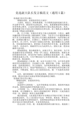 竞选副大队长发言稿范文