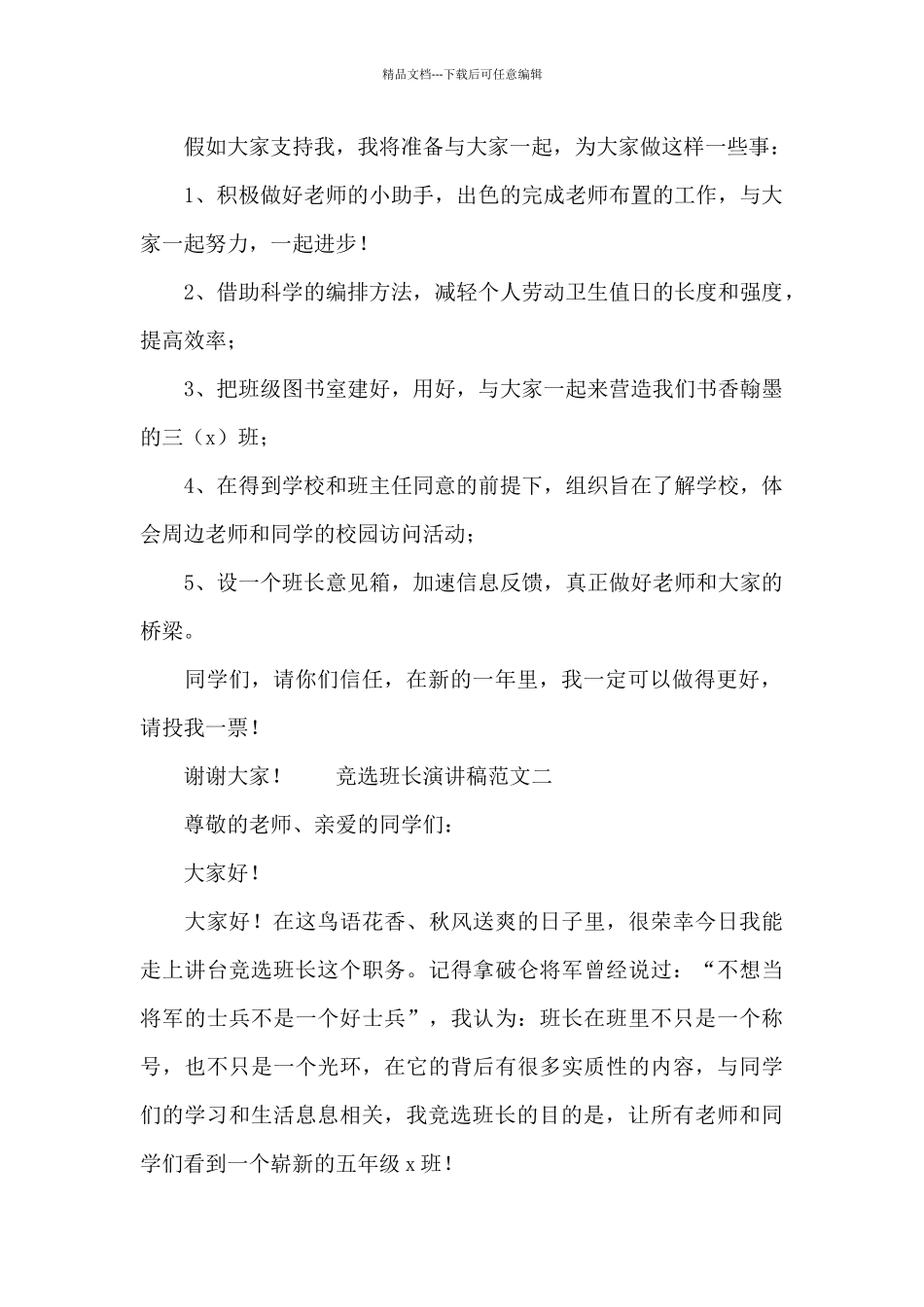 竞选班长演讲稿范文精选_第2页