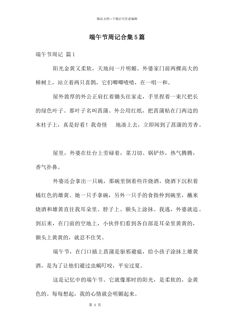 端午节周记合集5篇_第1页