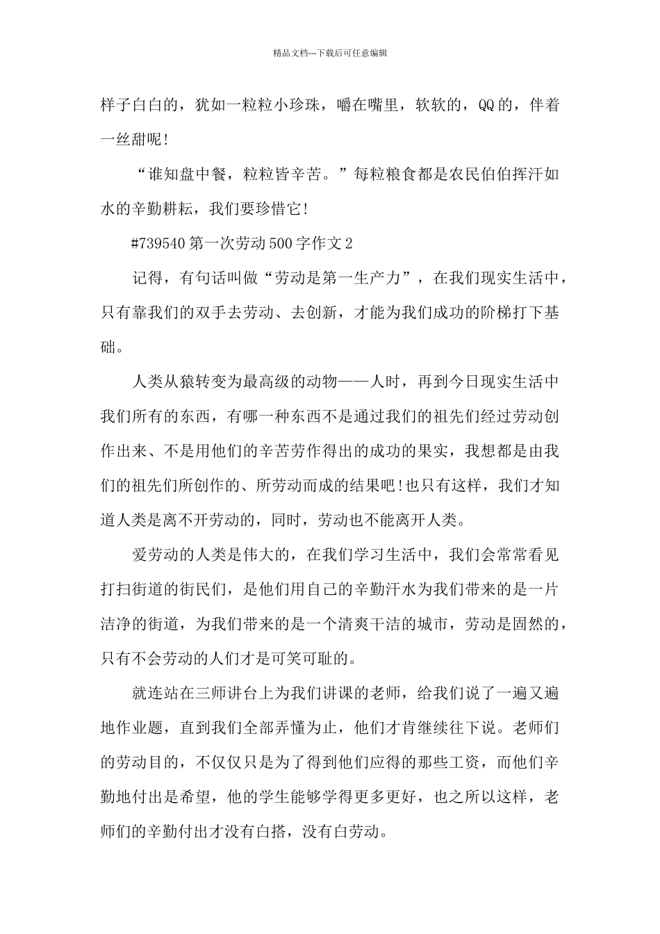 第一次劳动500字主题作文6篇_第2页