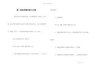 第一轮高考数学复习方案