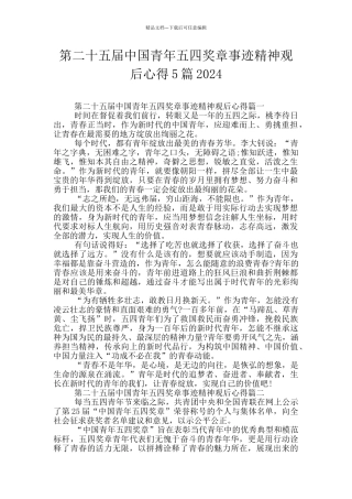 第二十五届中国青年五四奖章事迹精神观后心得5篇2024