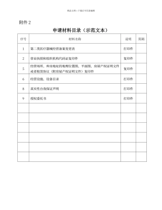 第二类医疗器械变更申请表