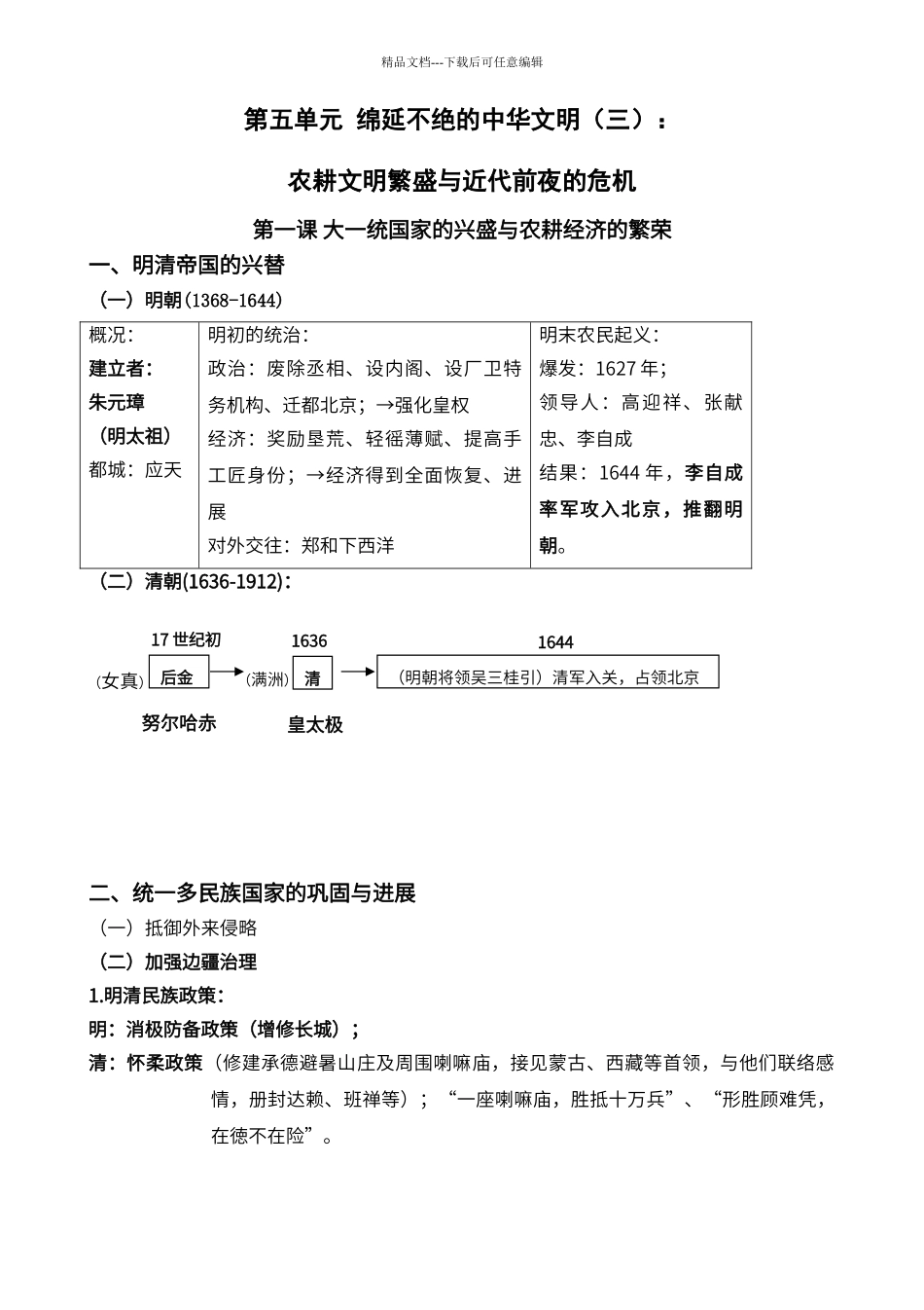 第五单元--农耕文明的繁盛与近代前夜的危机_第1页