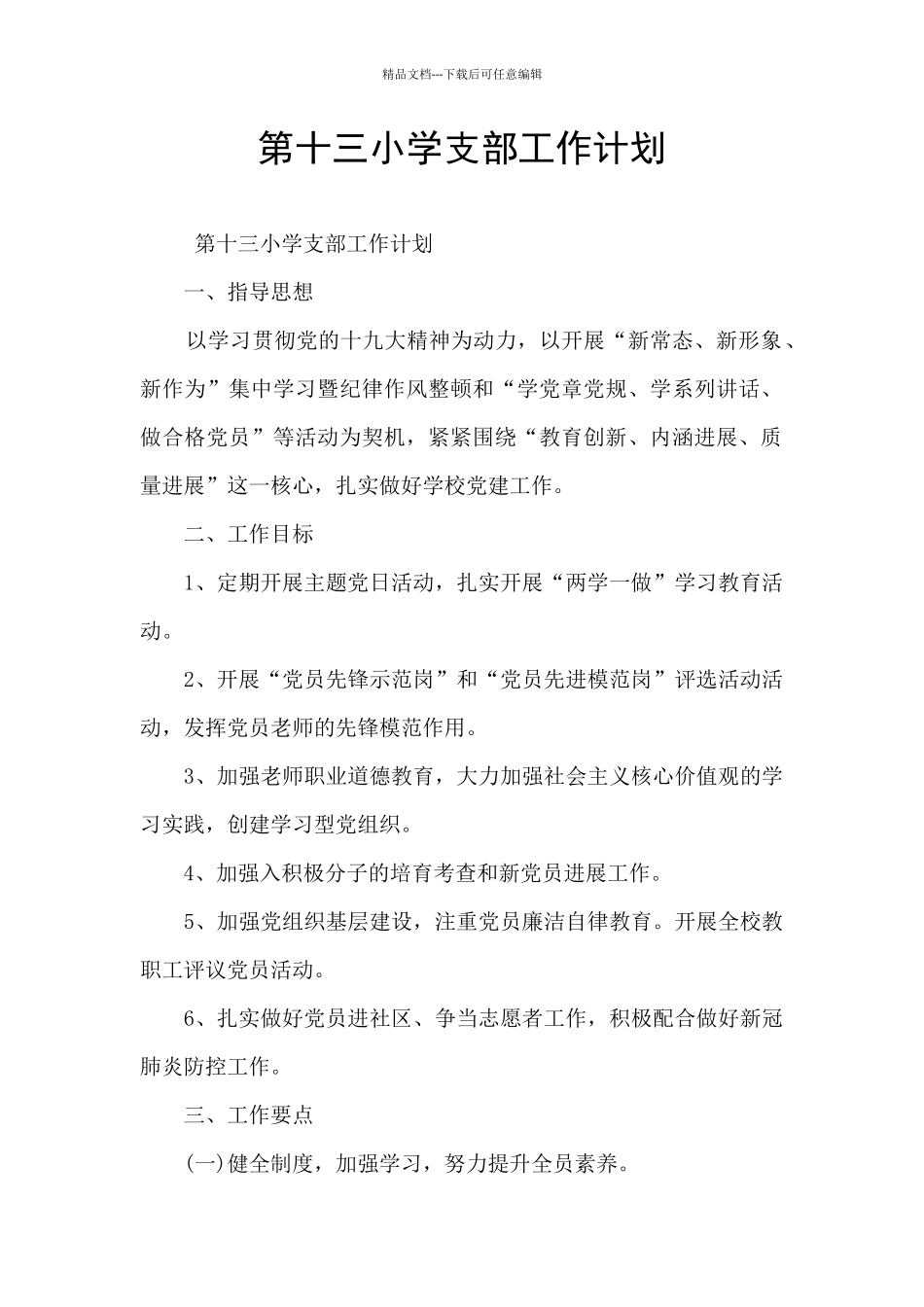 第十三小学支部工作计划_第1页