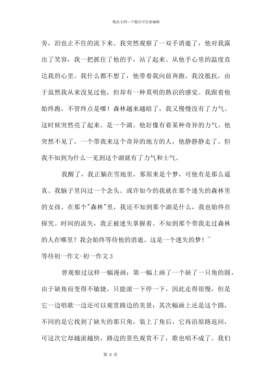 等待初一作文_第3页