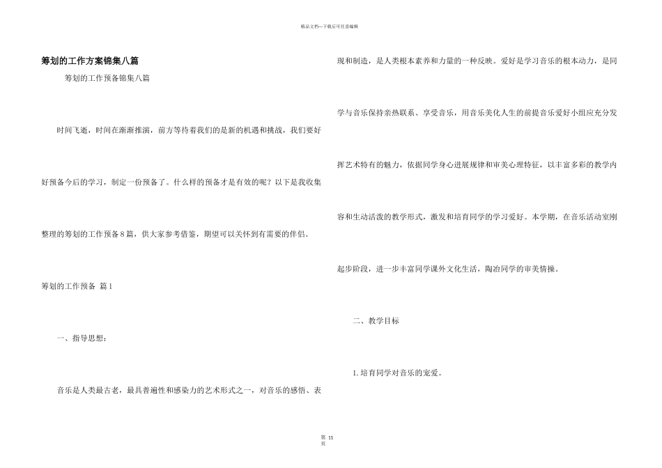 策划的工作计划锦集八篇_第1页