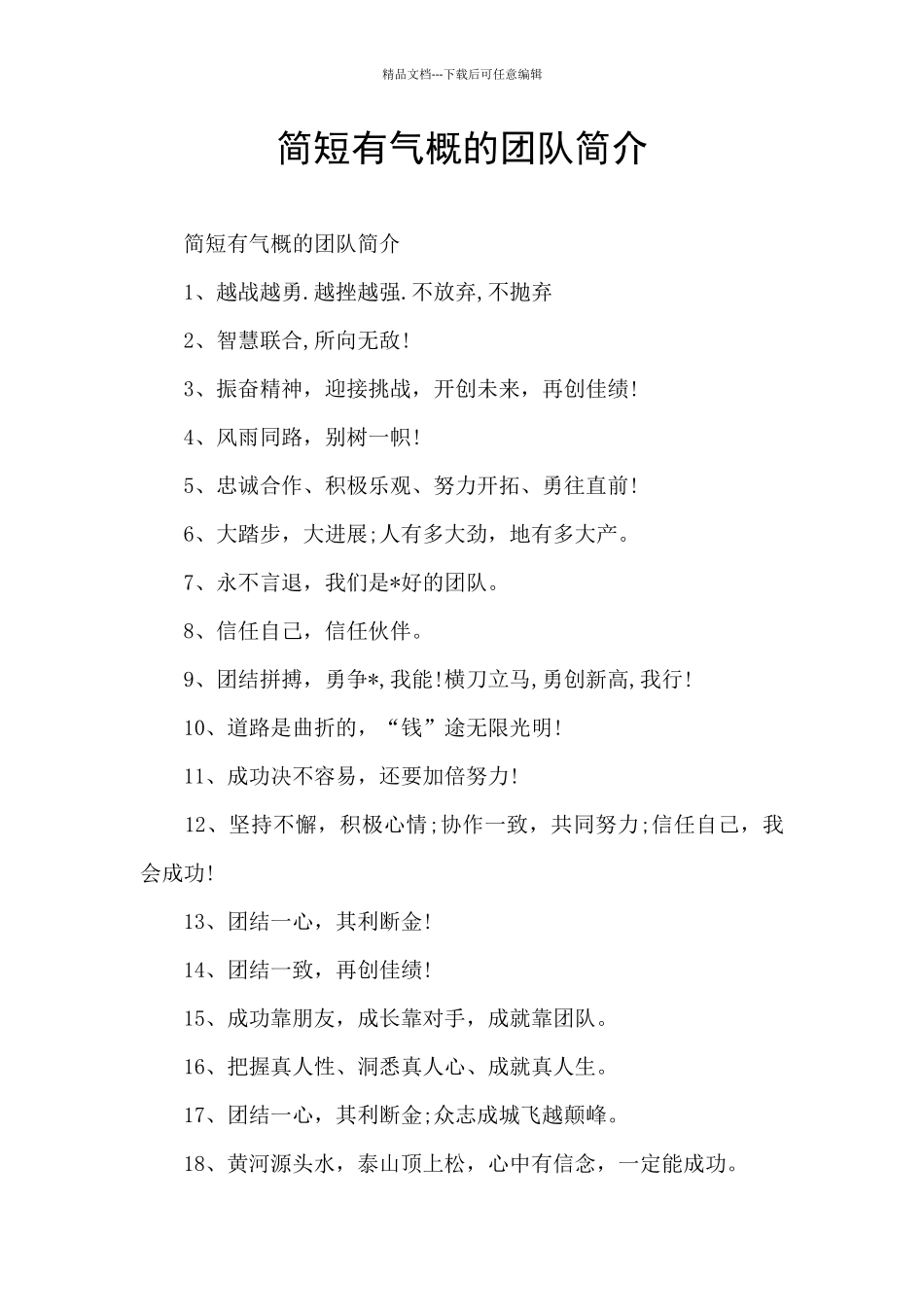 简短有气势的团队简介_第1页