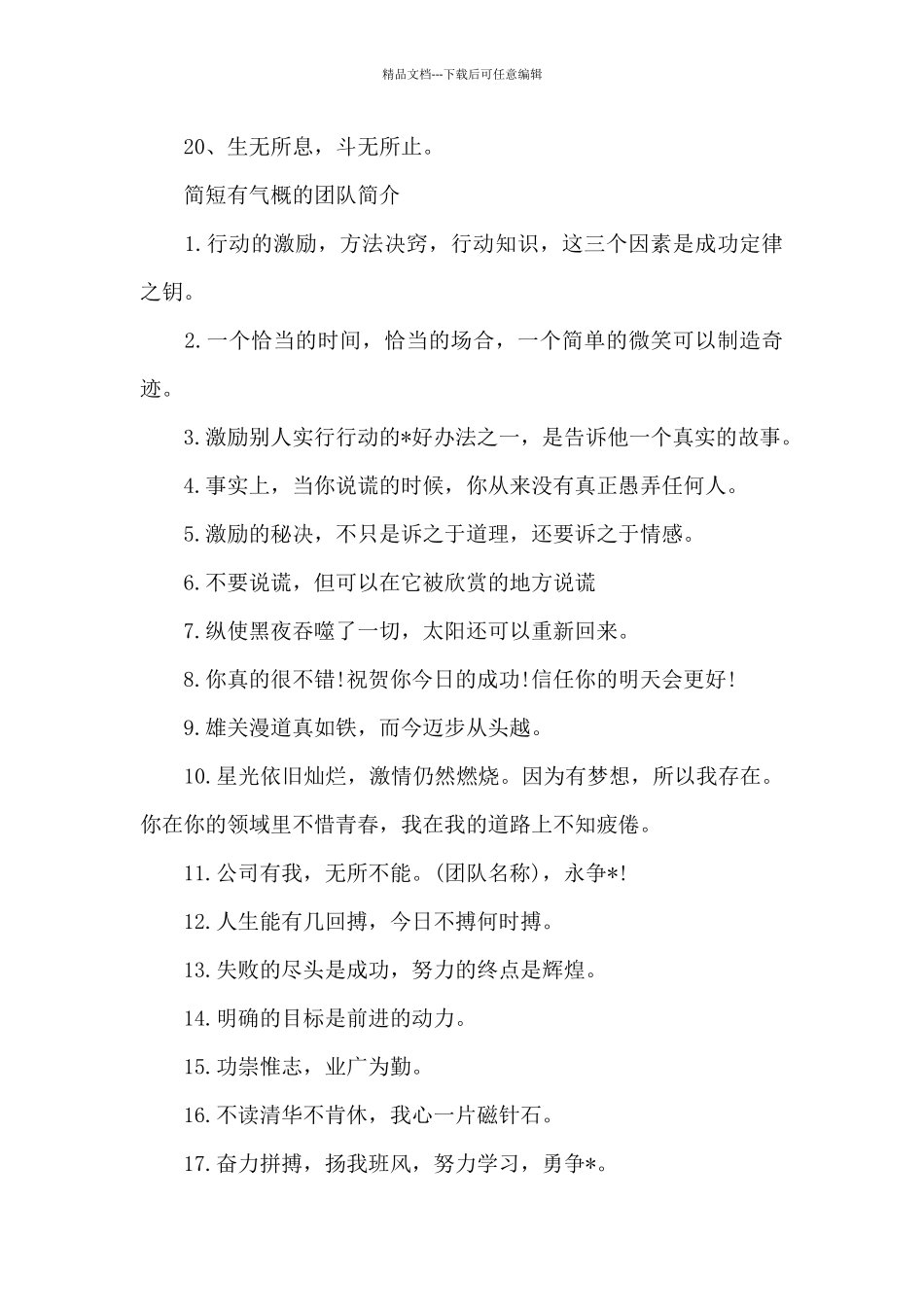 简短有气势的团队简介_第3页
