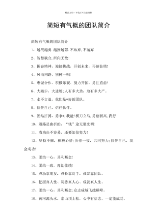 简短有气势的团队简介