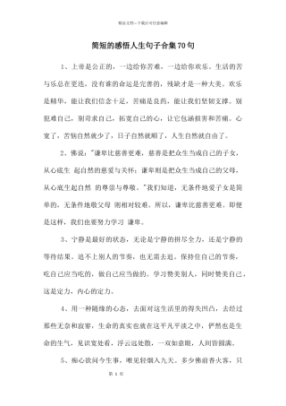 简短的感悟人生句子合集70句