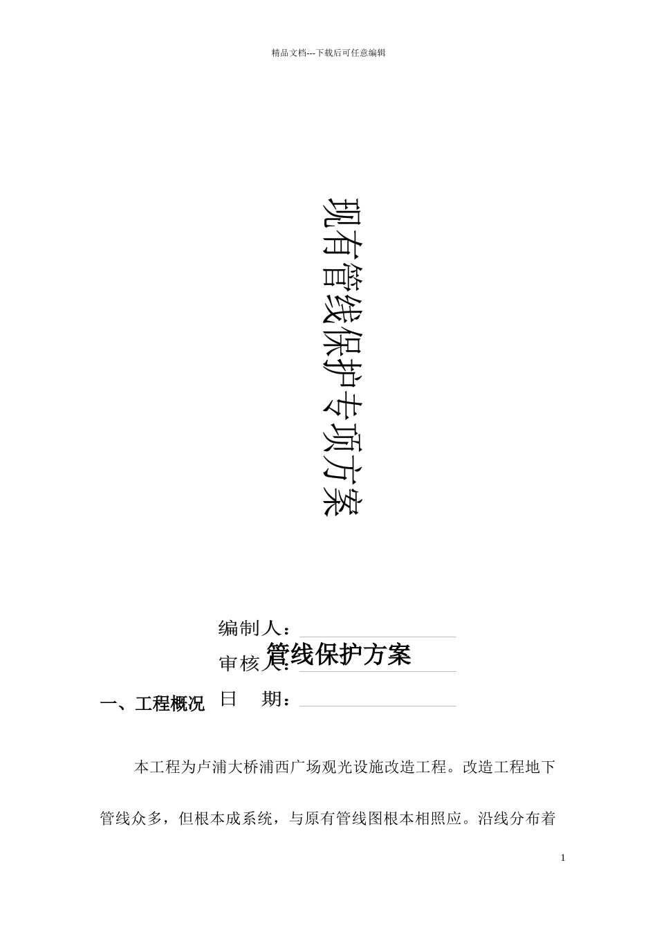 管线保护专项施工方案_第1页