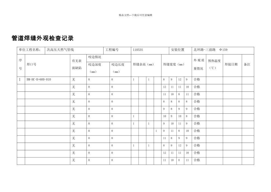 管道焊缝外观检查记录_第2页