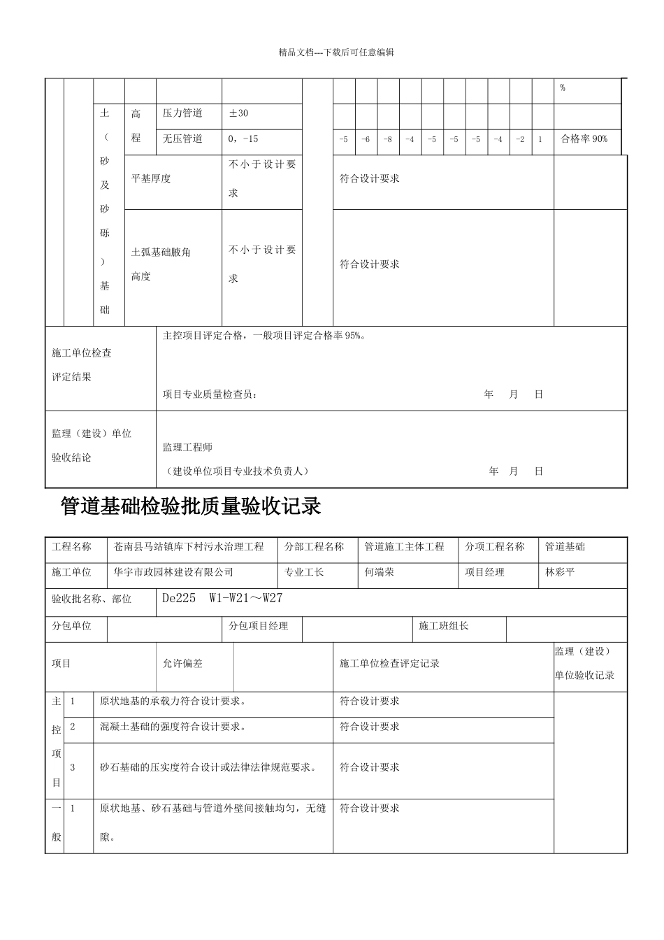 管道基础检验批质量验收记录_第2页