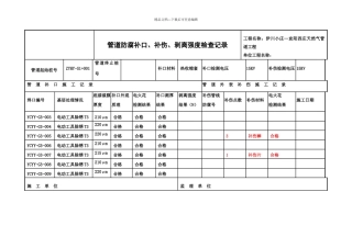 管道防腐补口、补伤、剥离强度检查记录