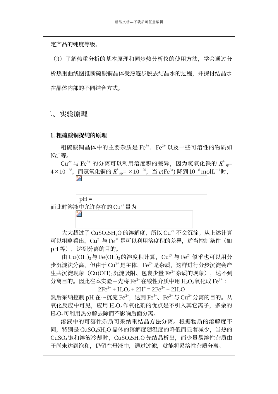 粗硫酸铜提纯实验报告标准模板答案_第2页