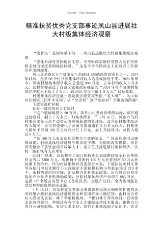 精准扶贫优秀党支部事迹凤山县发展壮大村级集体经济观察