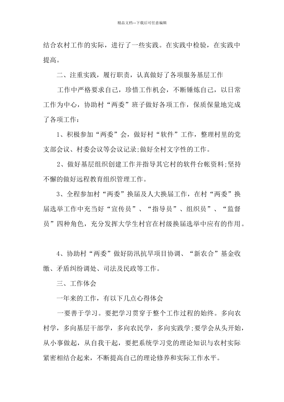 精品大学生村官2024年终工作总结_第2页