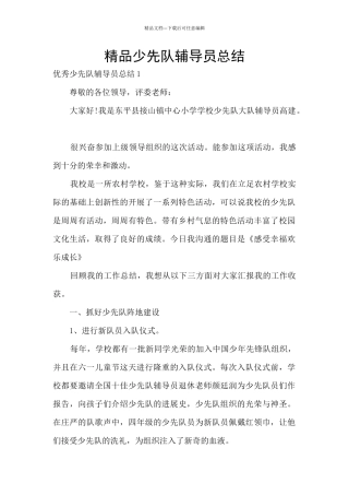 精品少先队辅导员总结
