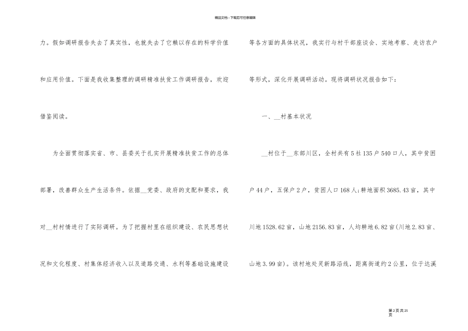 精准扶贫村级调研报告3篇_第2页