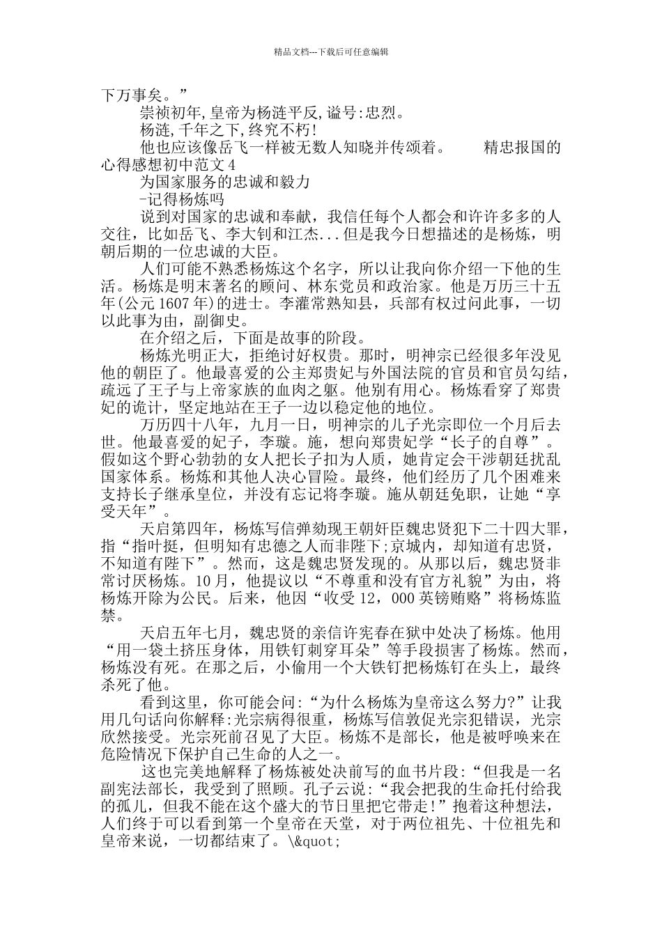 精忠报国的心得感想初中范文五篇材料2024_第3页