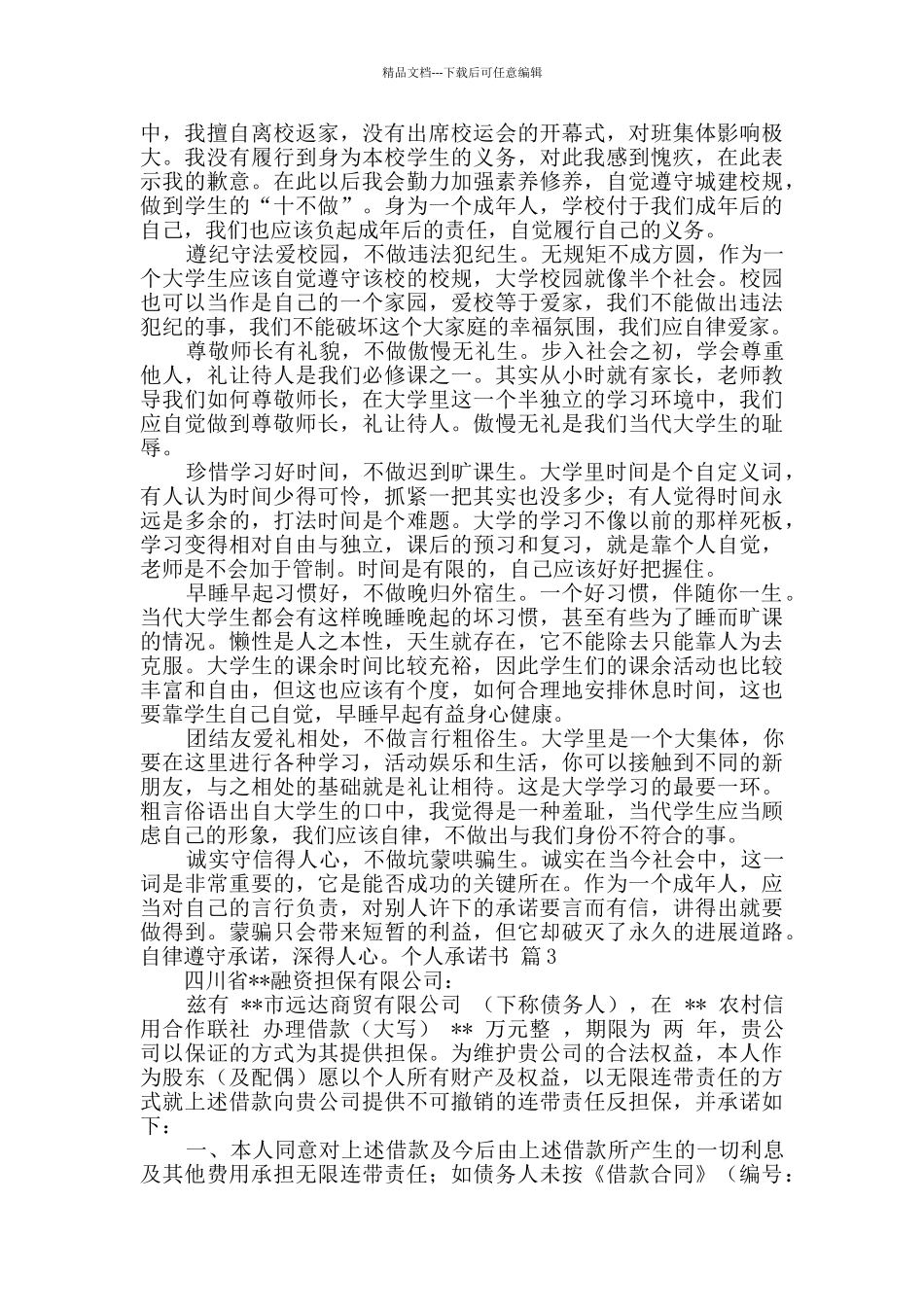 精选个人承诺书九篇_第2页