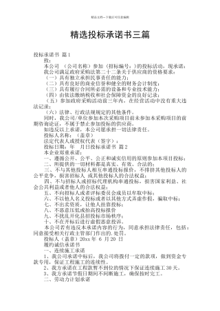 精选投标承诺书三篇