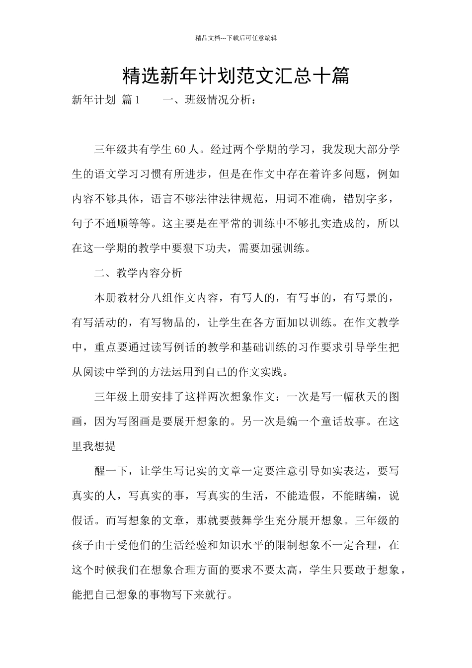 精选新年计划范文汇总十篇_第1页