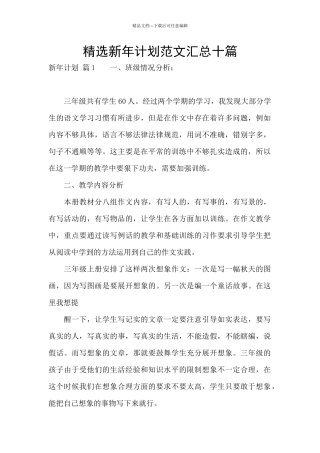 精选新年计划范文汇总十篇