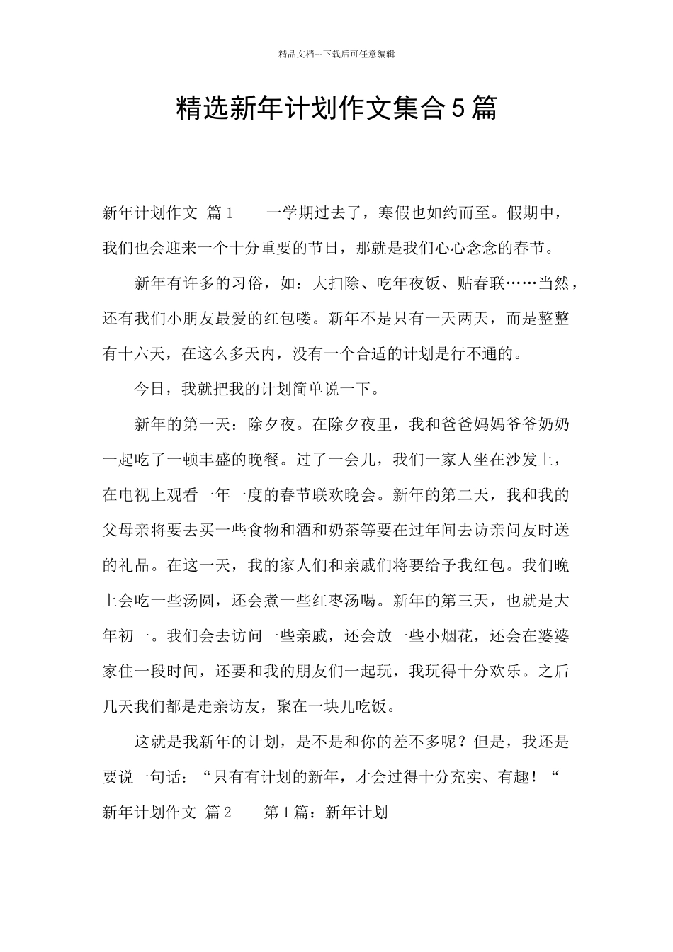 精选新年计划作文集合5篇_第1页