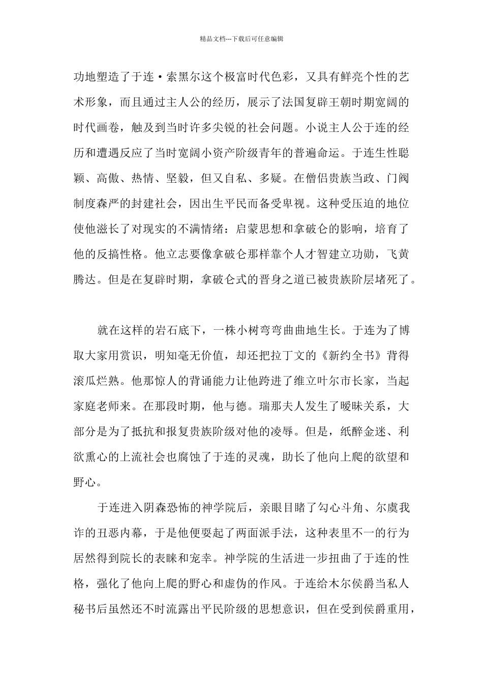红与黑读书心得800字_第3页